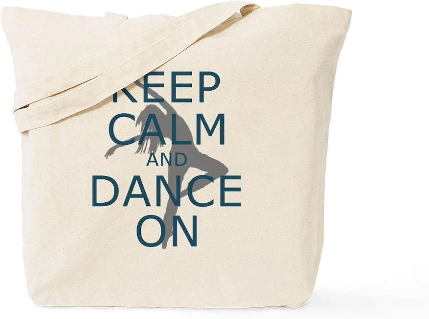 CafePress Keep Calm And Dance On Teal Tote Bag Natural Canvas Tote Bag, Reusable Shopping Bag