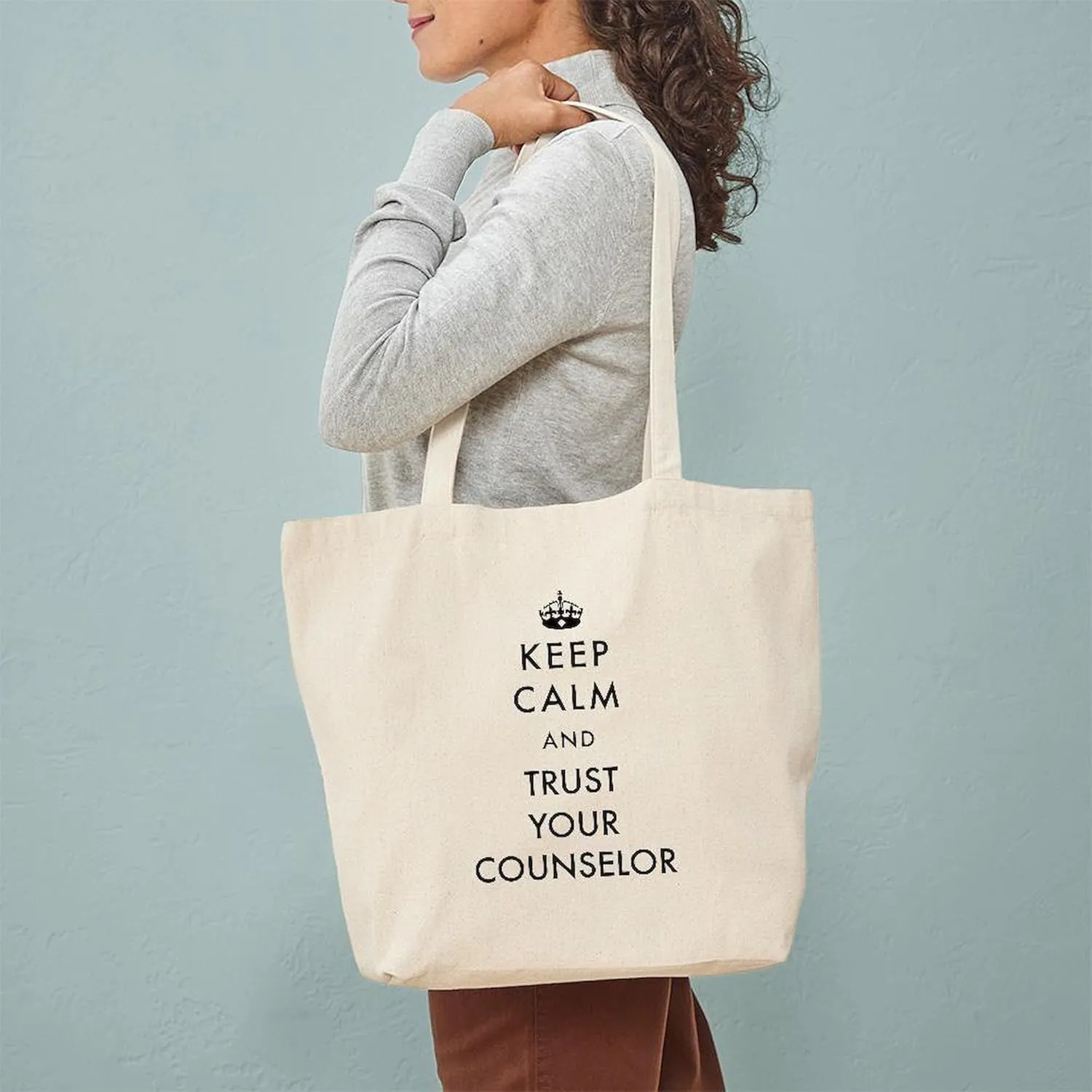 CafePress Keep Calm And Trust Your Counselor Tote Bag Natural Canvas Tote Bag, Reusable Shopping Bag