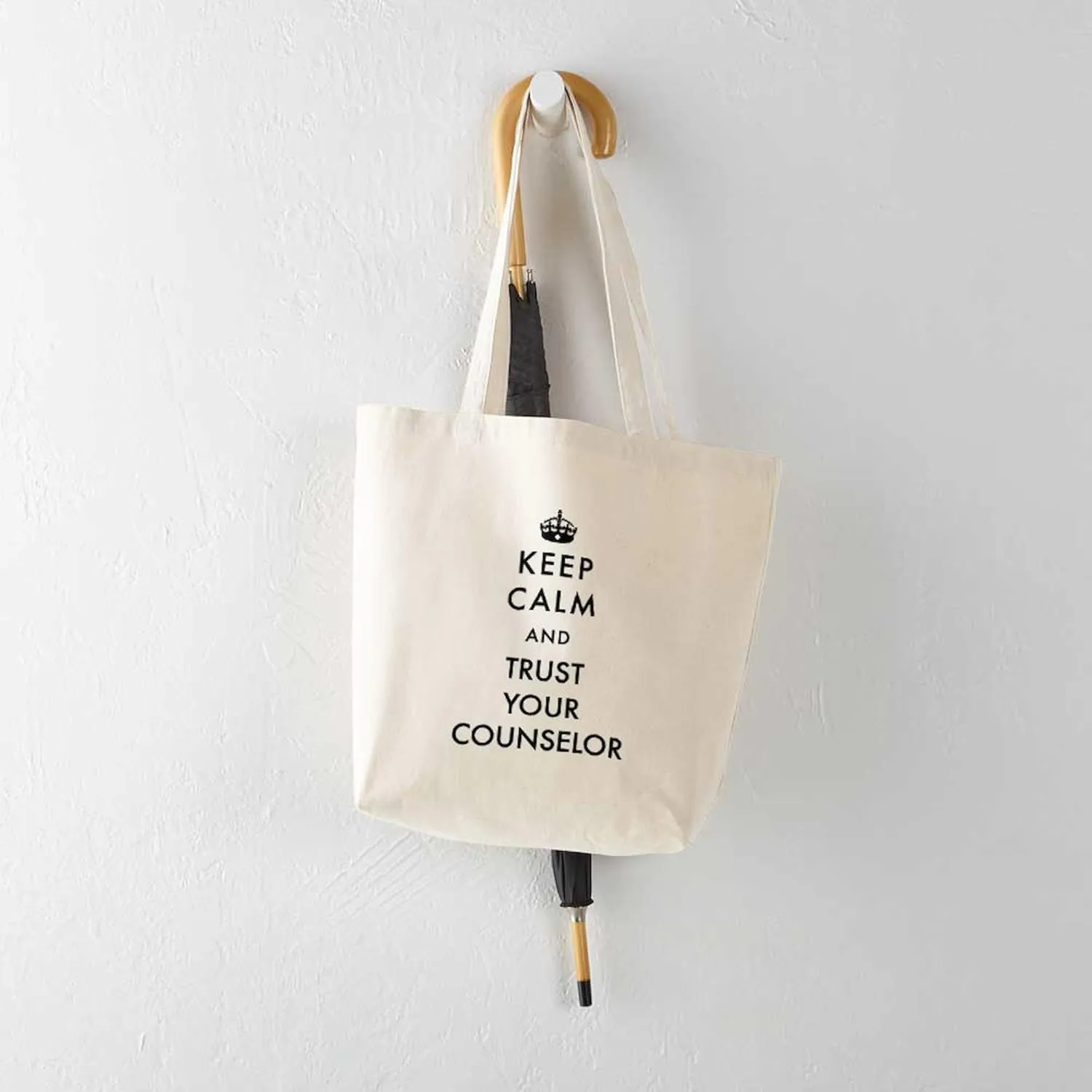 CafePress Keep Calm And Trust Your Counselor Tote Bag Natural Canvas Tote Bag, Reusable Shopping Bag