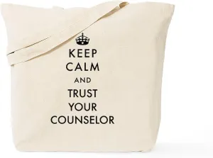 CafePress Keep Calm And Trust Your Counselor Tote Bag Natural Canvas Tote Bag, Reusable Shopping Bag