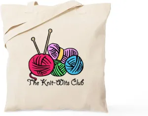 CafePress Knit Wits Club Tote Bag Reusable Natural Beige Canvas Shopping Bag
