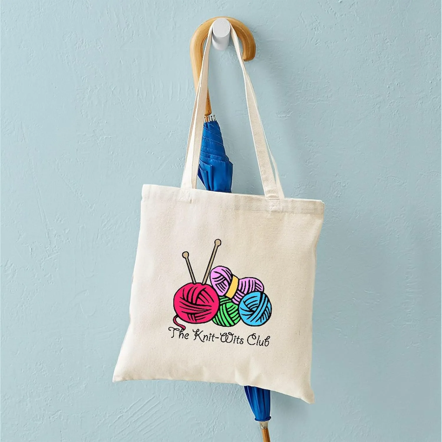 CafePress Knit Wits Club Tote Bag Reusable Natural Beige Canvas Shopping Bag