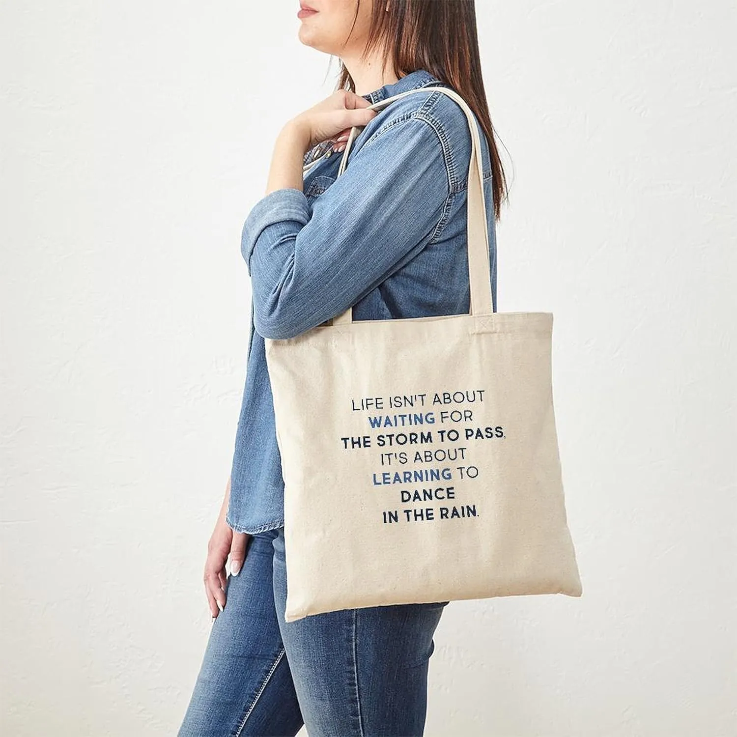 CafePress Learning To Dance In The Rain Tote Bag Reusable Natural Beige Canvas Shopping Bag