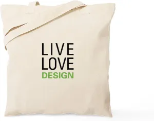CafePress Live Love Design Tote Bag Natural Canvas Tote Bag, Reusable Shopping Bag