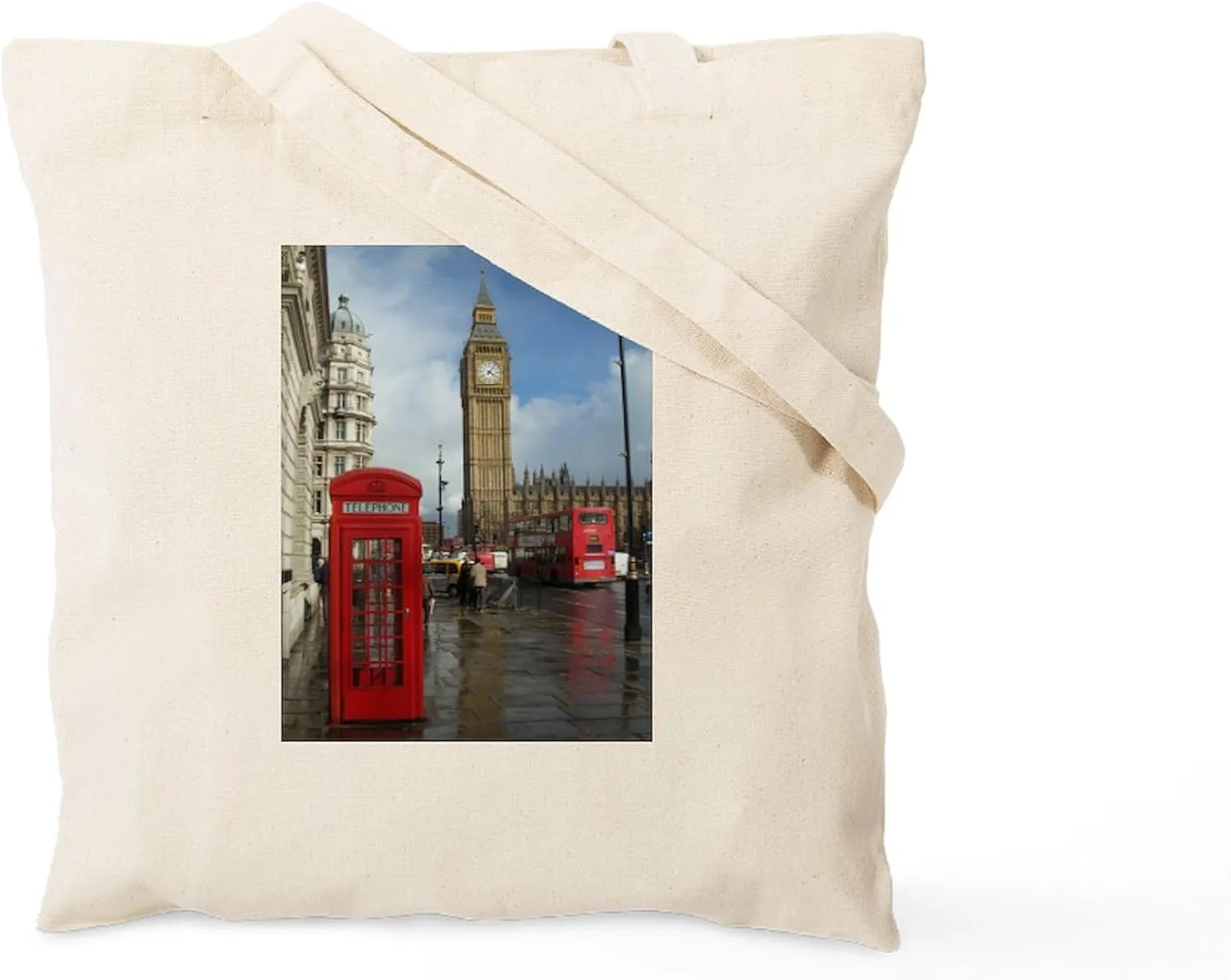 CafePress London Phone Box Tote Bag Natural Canvas Tote Bag, Reusable Shopping Bag