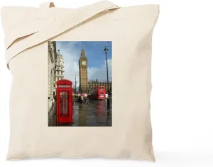 CafePress London Phone Box Tote Bag Natural Canvas Tote Bag, Reusable Shopping Bag