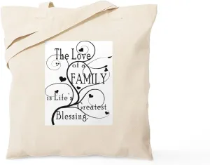 CafePress Love Of Family Tote Bag Natural Canvas Tote Bag, Reusable Shopping Bag