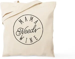 CafePress Mama Needs Wine Tote Bag Natural Canvas Tote Bag, Reusable Shopping Bag