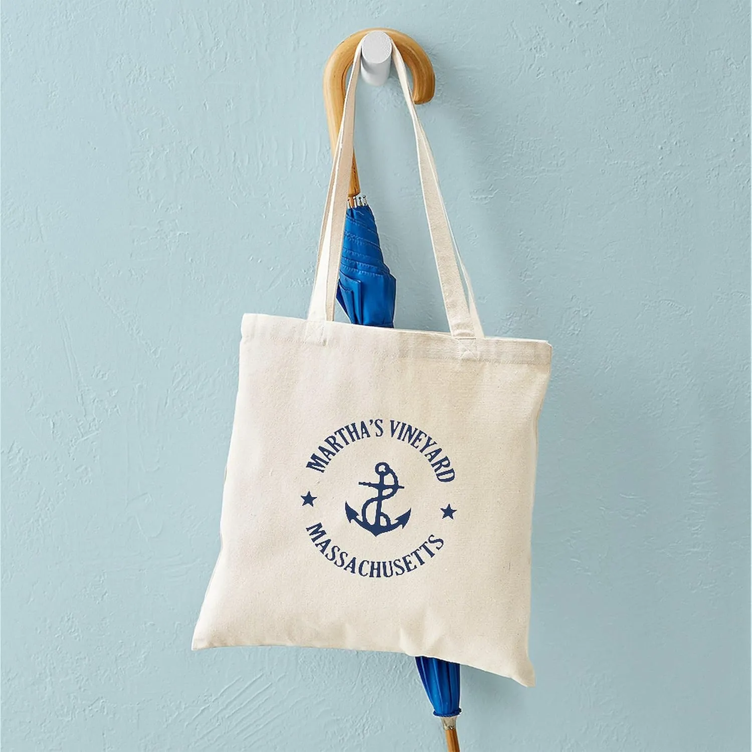 CafePress Martha's Vineyard Anchor Tote Bag Natural Canvas Tote Bag, Reusable Shopping Bag