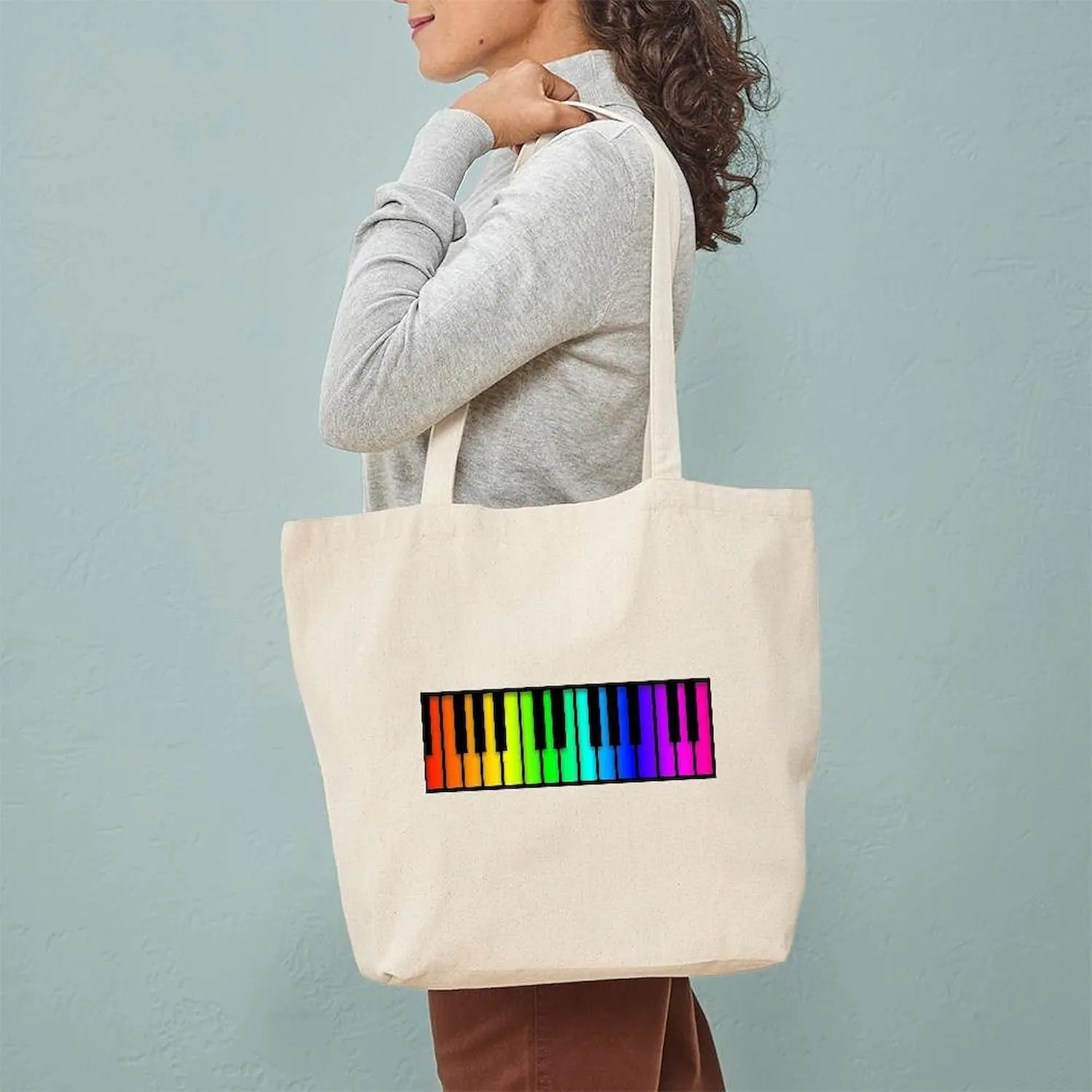 CafePress Piano Tote Bag Reusable Natural Beige Canvas Shopping Bag