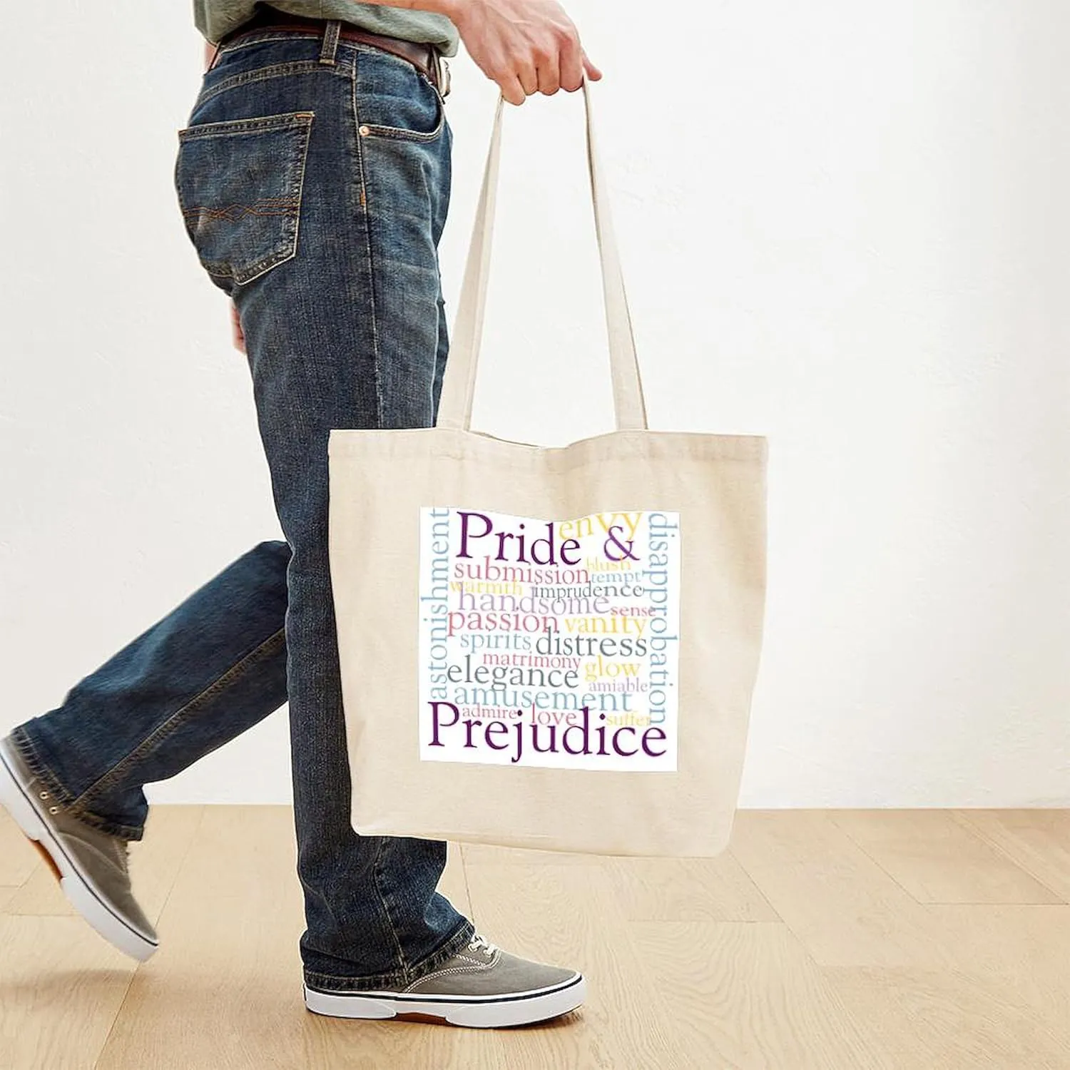 CafePress Pride, Prejudice Tote Bag Reusable Natural Beige Canvas Shopping Bag