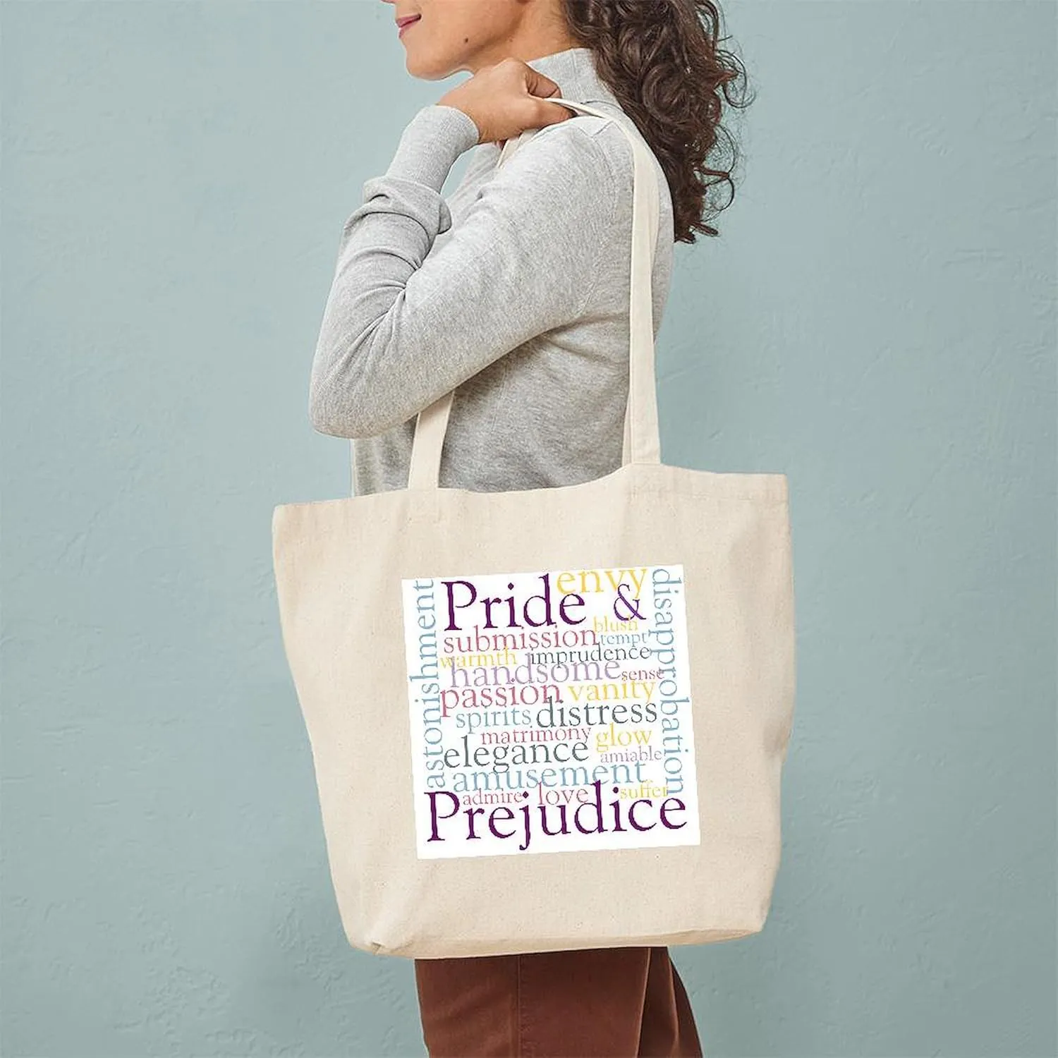 CafePress Pride, Prejudice Tote Bag Reusable Natural Beige Canvas Shopping Bag