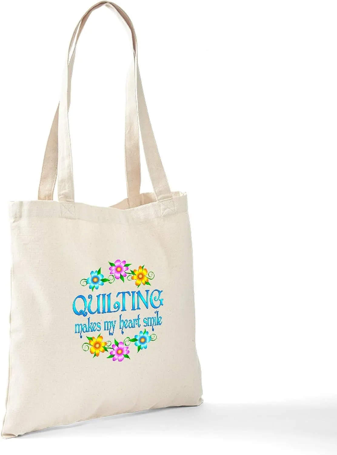 CafePress Quilting Smiles Tote Bag Reusable Natural Beige Canvas Shopping Bag