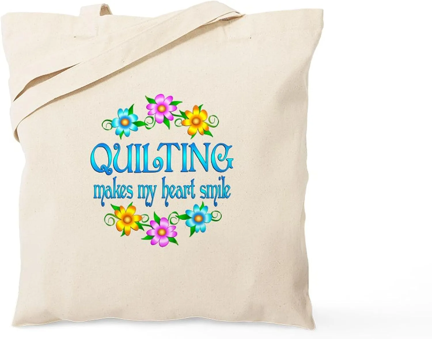 CafePress Quilting Smiles Tote Bag Reusable Natural Beige Canvas Shopping Bag