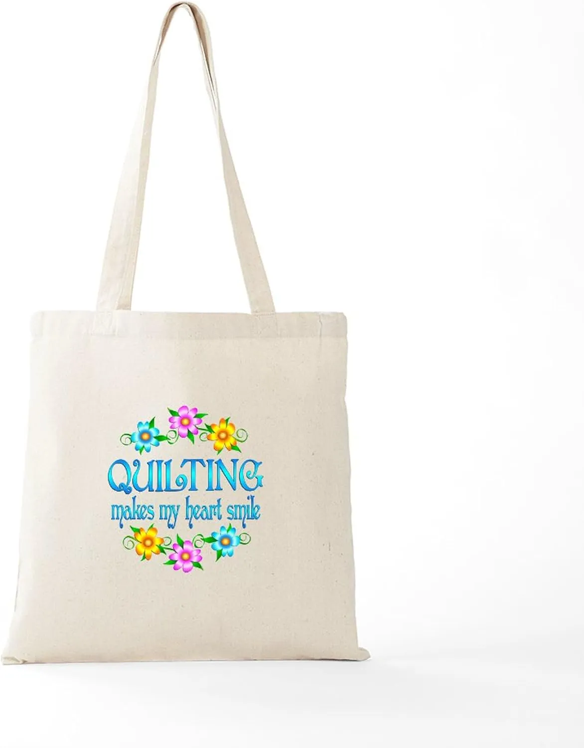 CafePress Quilting Smiles Tote Bag Reusable Natural Beige Canvas Shopping Bag