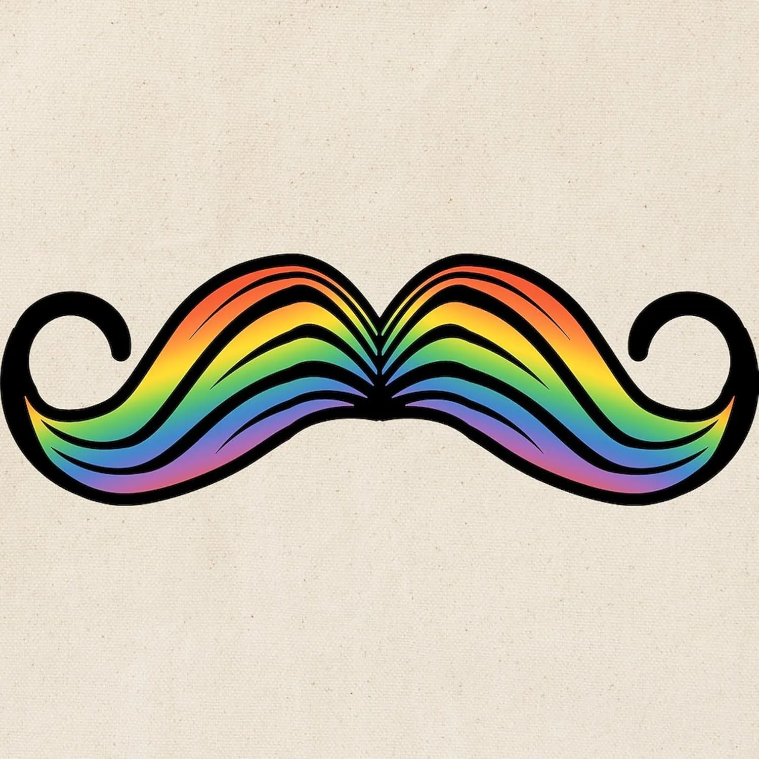CafePress Rainbow Moustache Tote Bag Natural Canvas Tote Bag, Reusable Shopping Bag