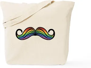 CafePress Rainbow Moustache Tote Bag Natural Canvas Tote Bag, Reusable Shopping Bag