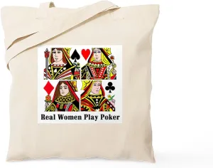 CafePress Real Women Play Poker Tote Bag Natural Canvas Tote Bag, Reusable Shopping Bag