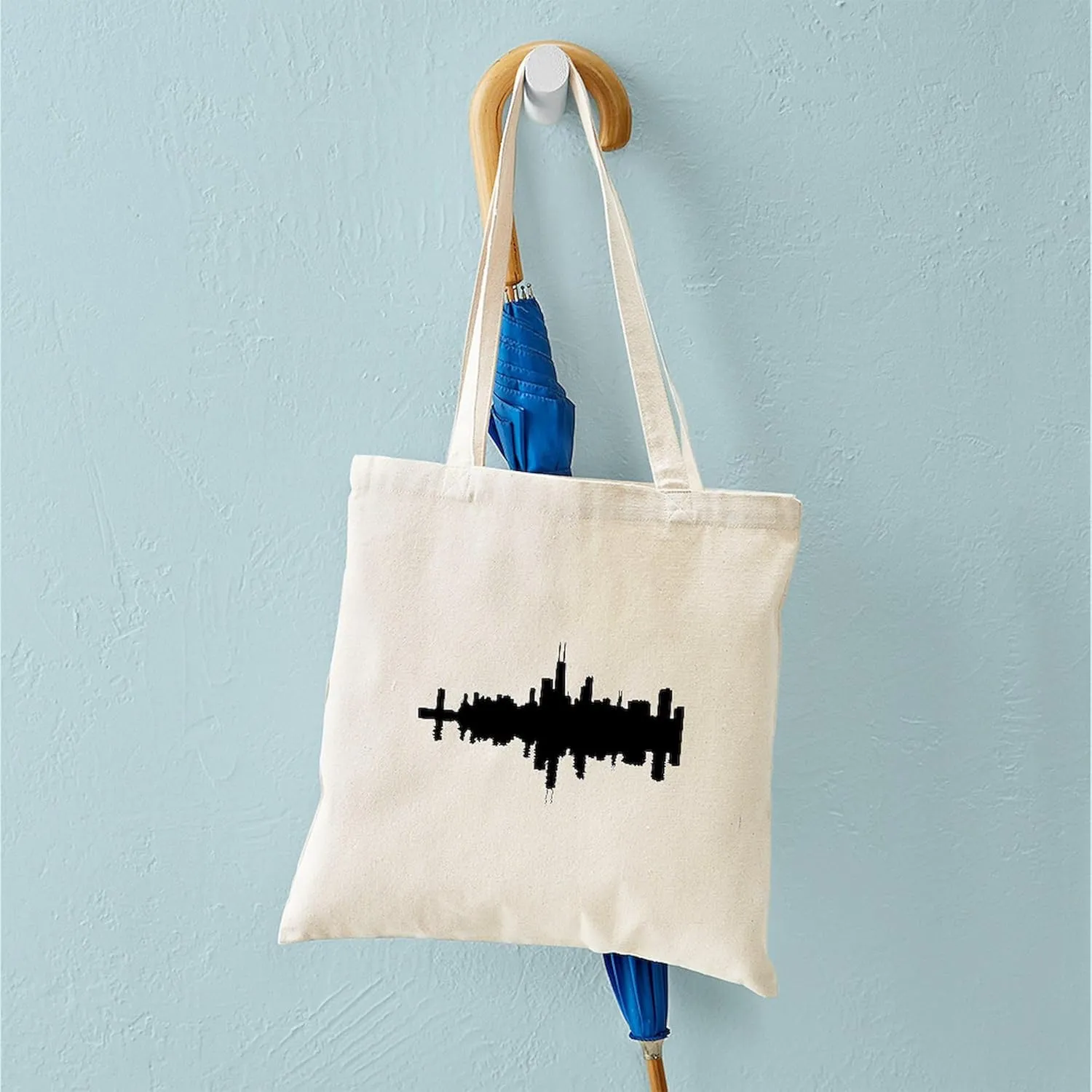 CafePress Reflections Of Chicago Tote Bag Reusable Natural Beige Canvas Shopping Bag