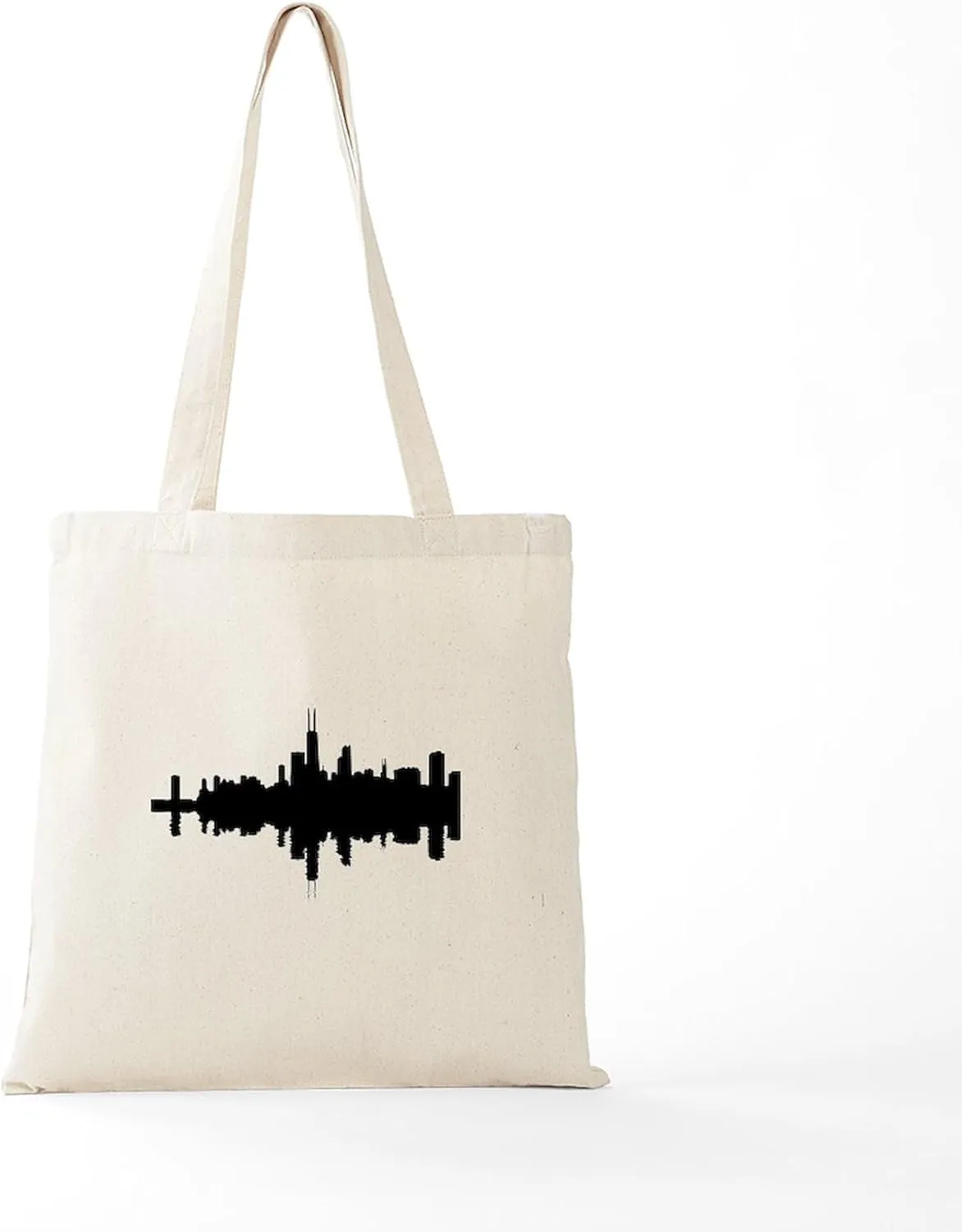 CafePress Reflections Of Chicago Tote Bag Reusable Natural Beige Canvas Shopping Bag
