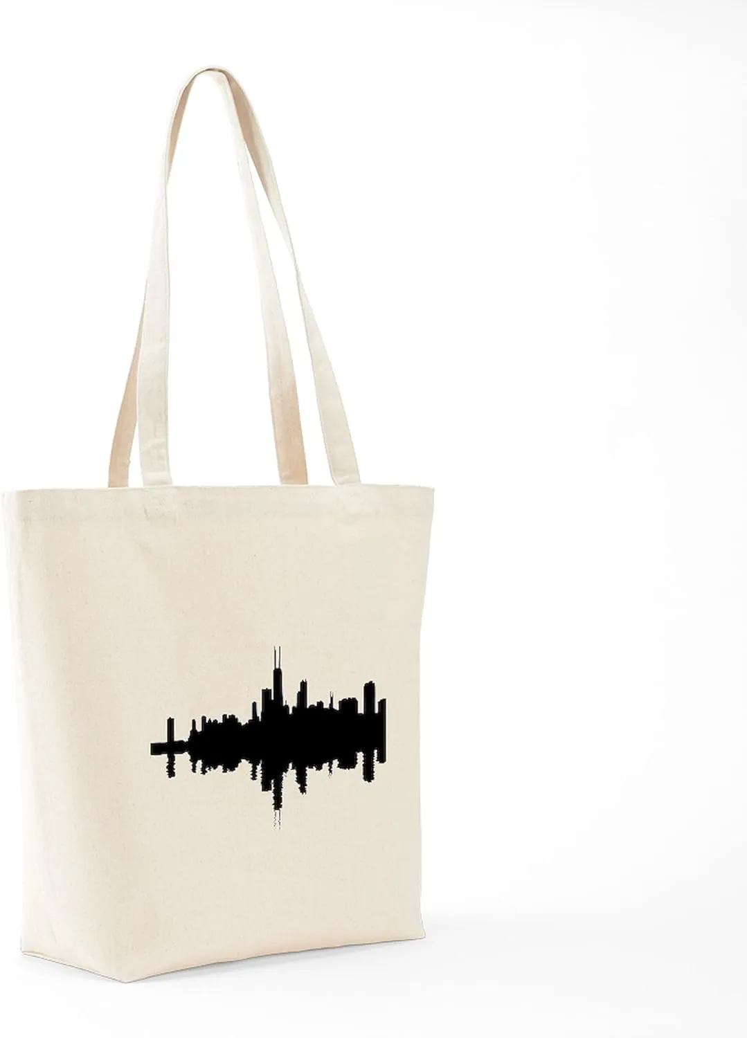 CafePress Reflections Of Chicago Tote Bag Reusable Natural Beige Canvas Shopping Bag