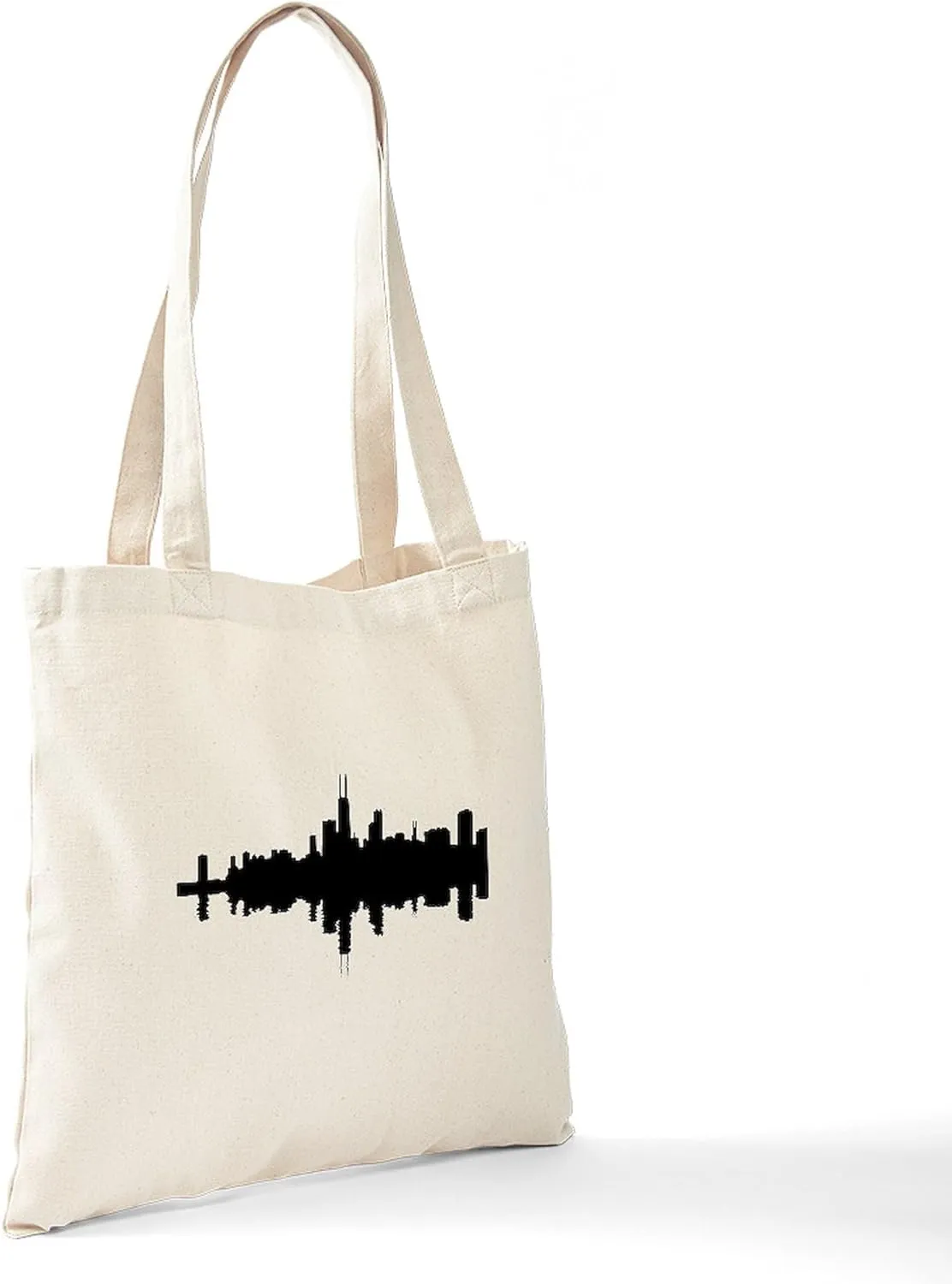 CafePress Reflections Of Chicago Tote Bag Reusable Natural Beige Canvas Shopping Bag