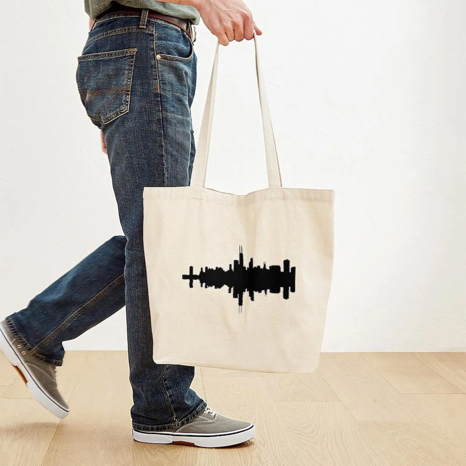 CafePress Reflections Of Chicago Tote Bag Reusable Natural Beige Canvas Shopping Bag