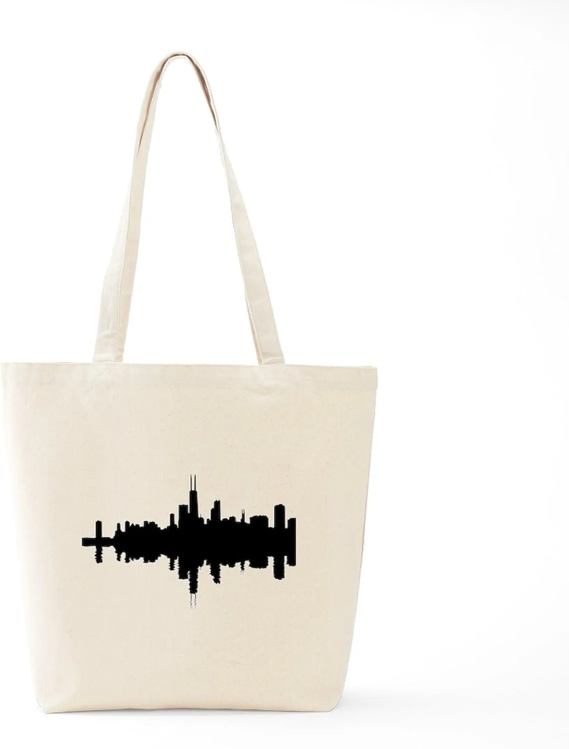 CafePress Reflections Of Chicago Tote Bag Reusable Natural Beige Canvas Shopping Bag