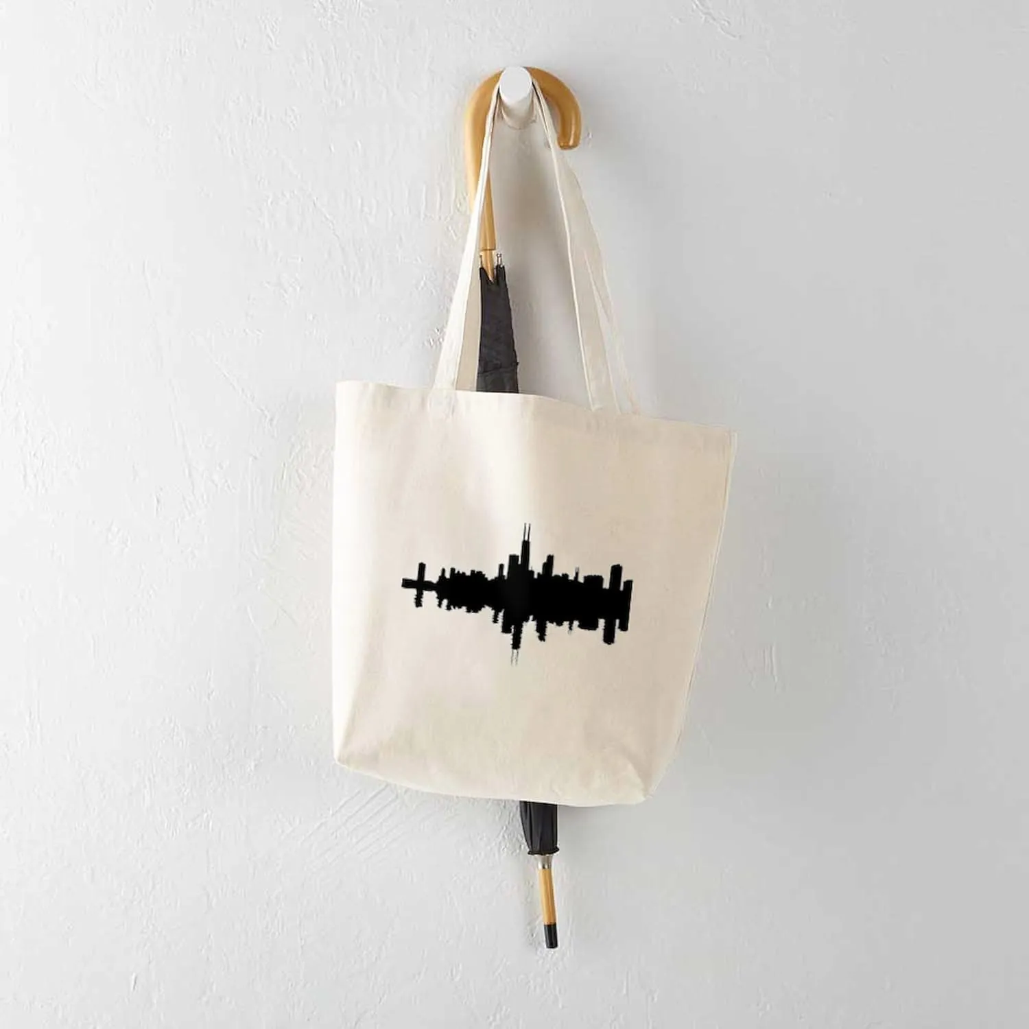 CafePress Reflections Of Chicago Tote Bag Reusable Natural Beige Canvas Shopping Bag