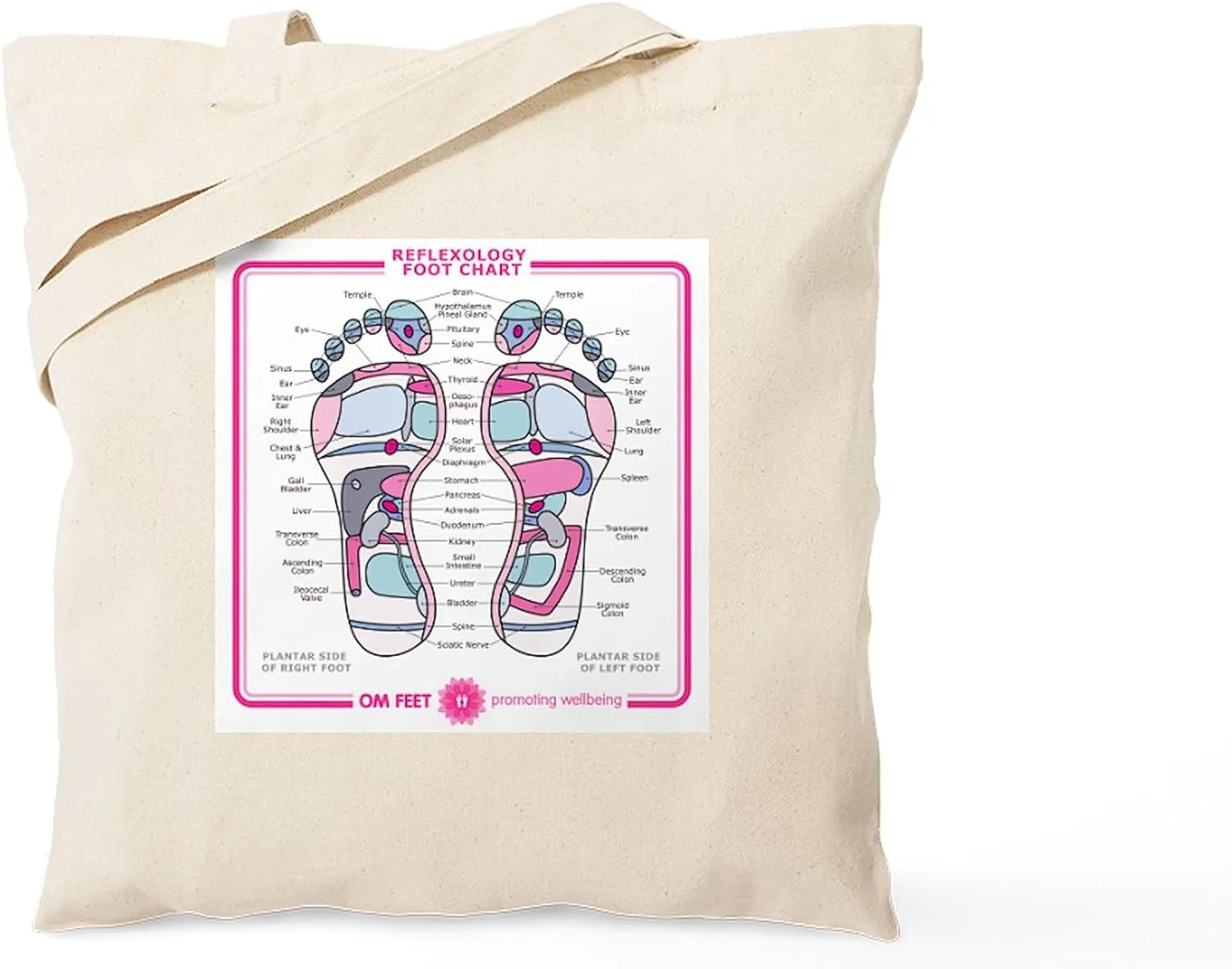 CafePress Reflexology Chart Tote Bag 2 Natural Canvas Tote Bag, Reusable Shopping Bag