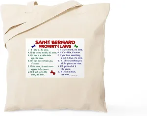 CafePress Saint Bernard Property Laws 2 Tote Bag Reusable Natural Beige Canvas Shopping Bag