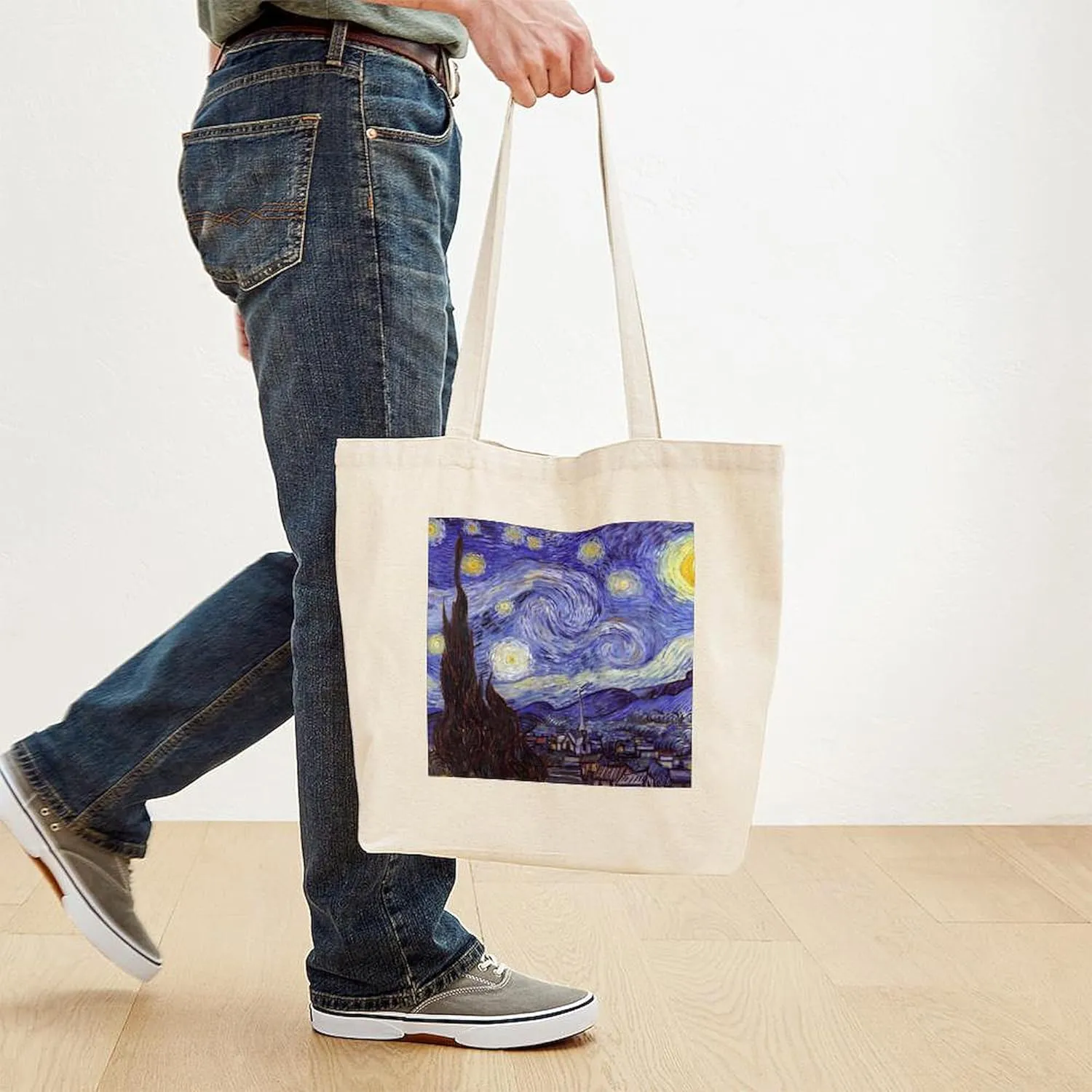 CafePress Starry Night Tote Bag Natural Canvas Tote Bag, Reusable Shopping Bag