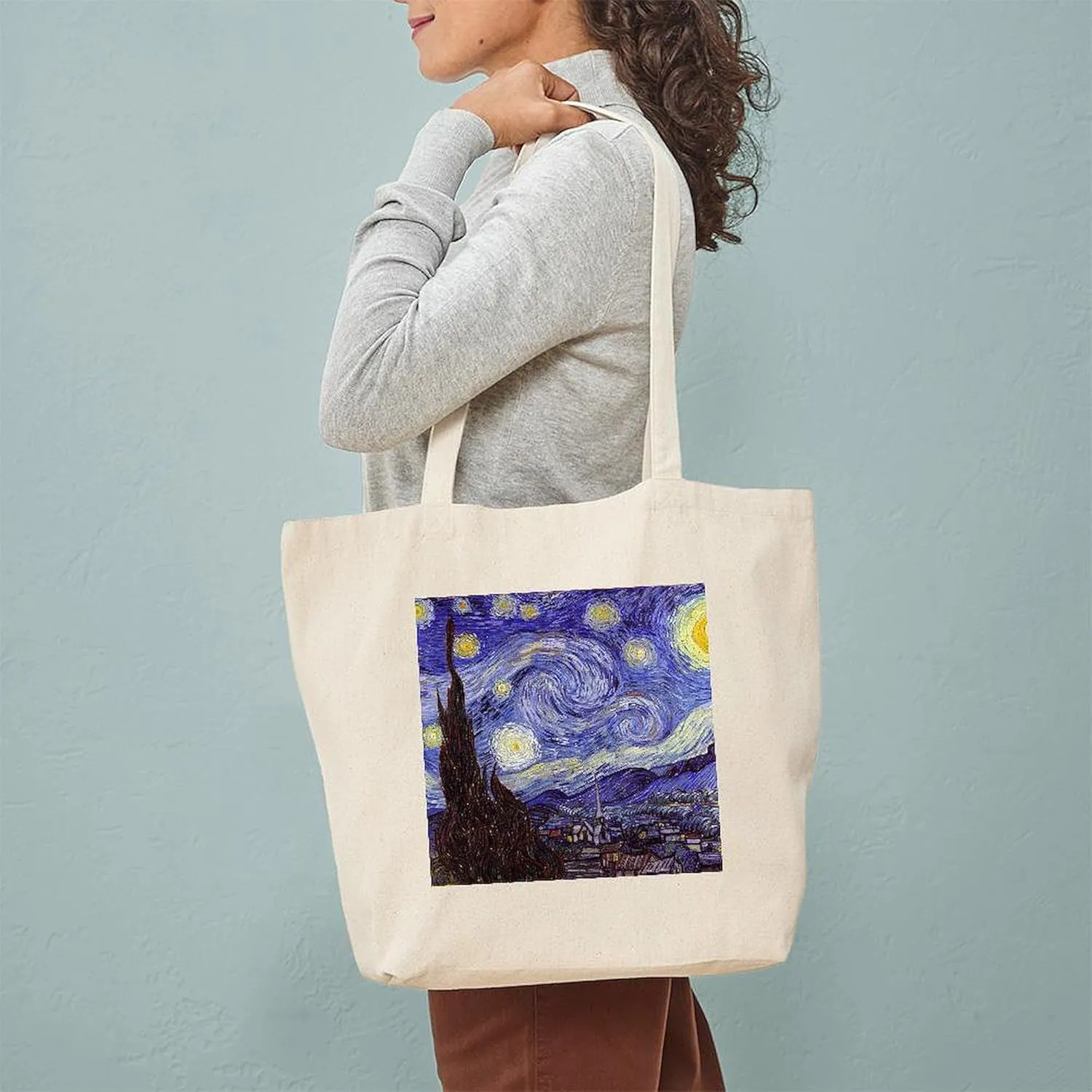 CafePress Starry Night Tote Bag Natural Canvas Tote Bag, Reusable Shopping Bag
