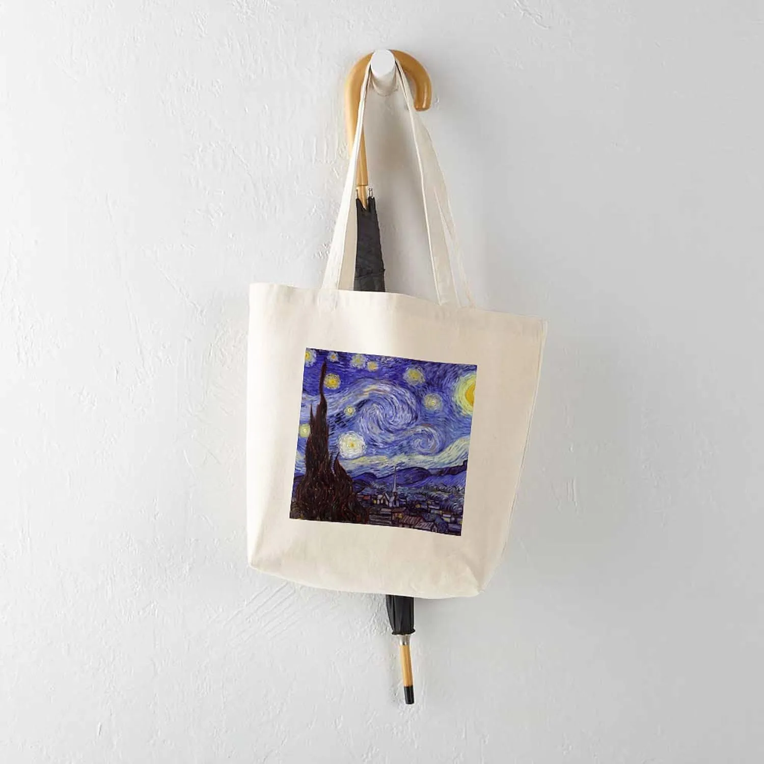 CafePress Starry Night Tote Bag Natural Canvas Tote Bag, Reusable Shopping Bag