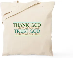 CafePress Thank God Trust God Tote Bag Natural Canvas Tote Bag, Reusable Shopping Bag
