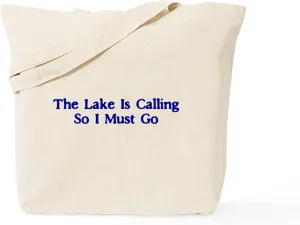 CafePress The Lake Is Calling So I Must Go Tote Bag Natural Canvas Tote Bag, Reusable Shopping Bag