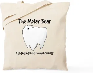 CafePress The Molar Bear. Fighting Against Enamel Cruelty To Natural Canvas Tote Bag, Reusable Shopping Bag