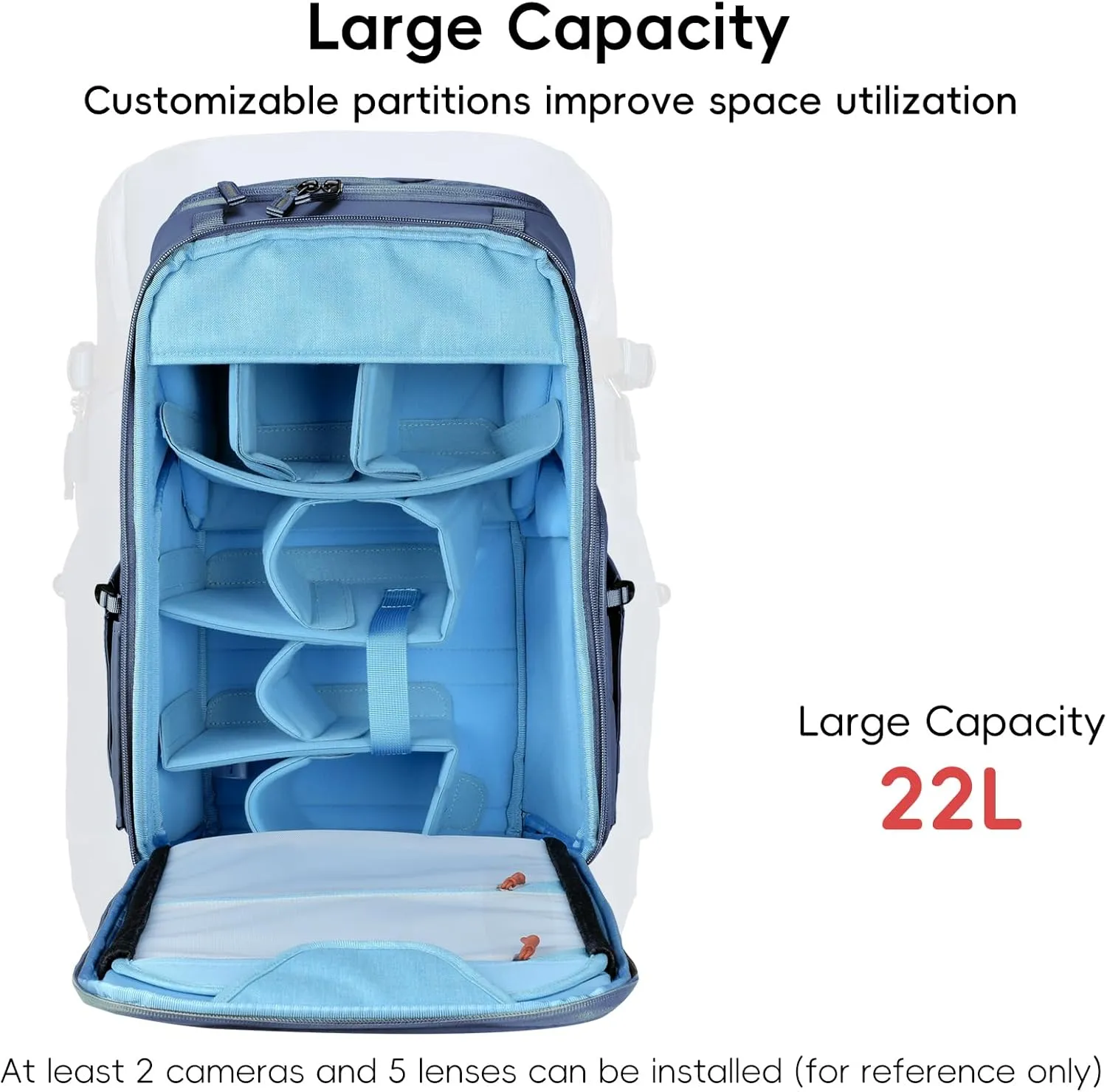 Camera and Drone High-Protection Backpack 22L for DJI Air 3s/Mavic 3 Pro/Mini 4 Pro/Avata 2/FPV,Waterproof Travel Bag for Sony, Canon, Nikon, DSLR/SLR Mirrorless, Camera Tripod Blue