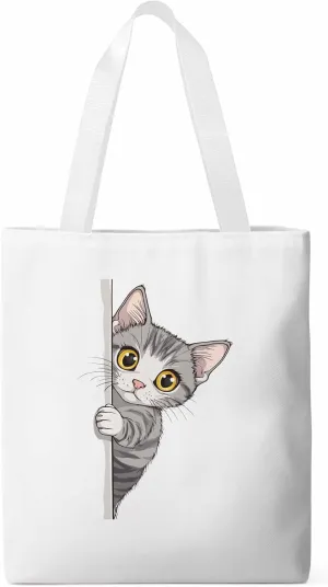 Canvas Tote Bag, Cute Cartoon Pet Cat Aesthetic Canvas Tote Handbags for Women Shoulder Bag,
