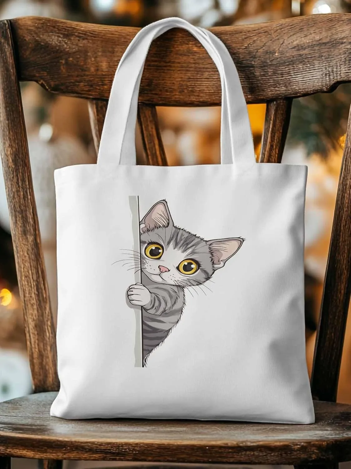Canvas Tote Bag, Cute Cartoon Pet Cat Aesthetic Canvas Tote Handbags for Women Shoulder Bag,