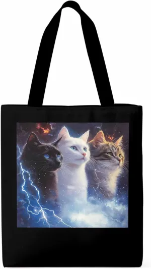 Canvas Tote Bag, Funny Cat Lightning Sky Aesthetic Canvas Tote Handbags for Women Shoulder Bag,