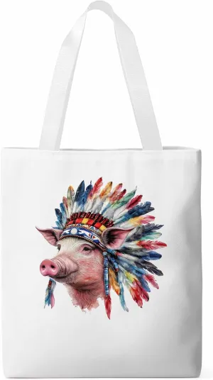 Canvas Tote Bag, Indian Pig Print patterned Canvas Tote Handbags for Women Shoulder Bag,