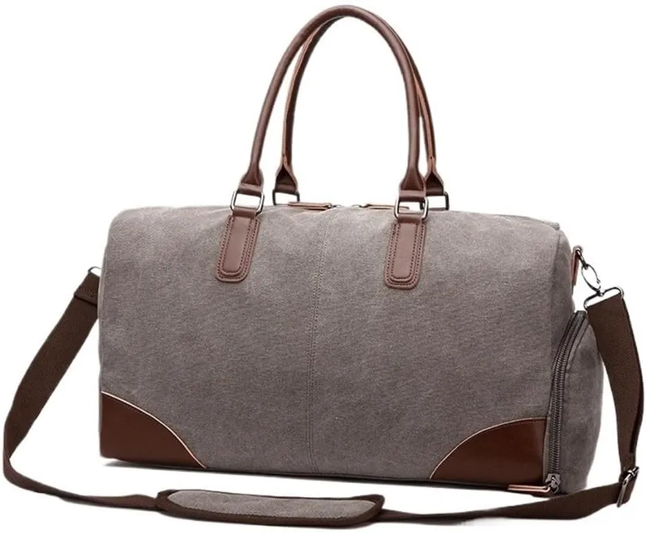 Canvas Travel Duffle Bag Multiple Compartments Waterproof Large Overnight Bag For Men Carry on Office Business