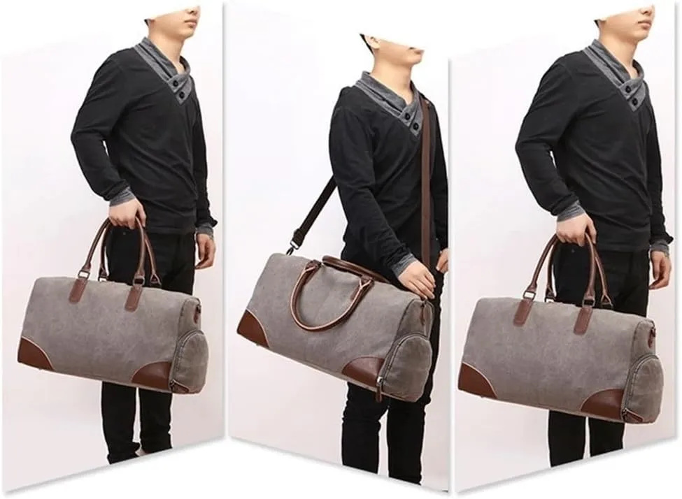 Canvas Travel Duffle Bag Multiple Compartments Waterproof Large Overnight Bag For Men Carry on Office Business