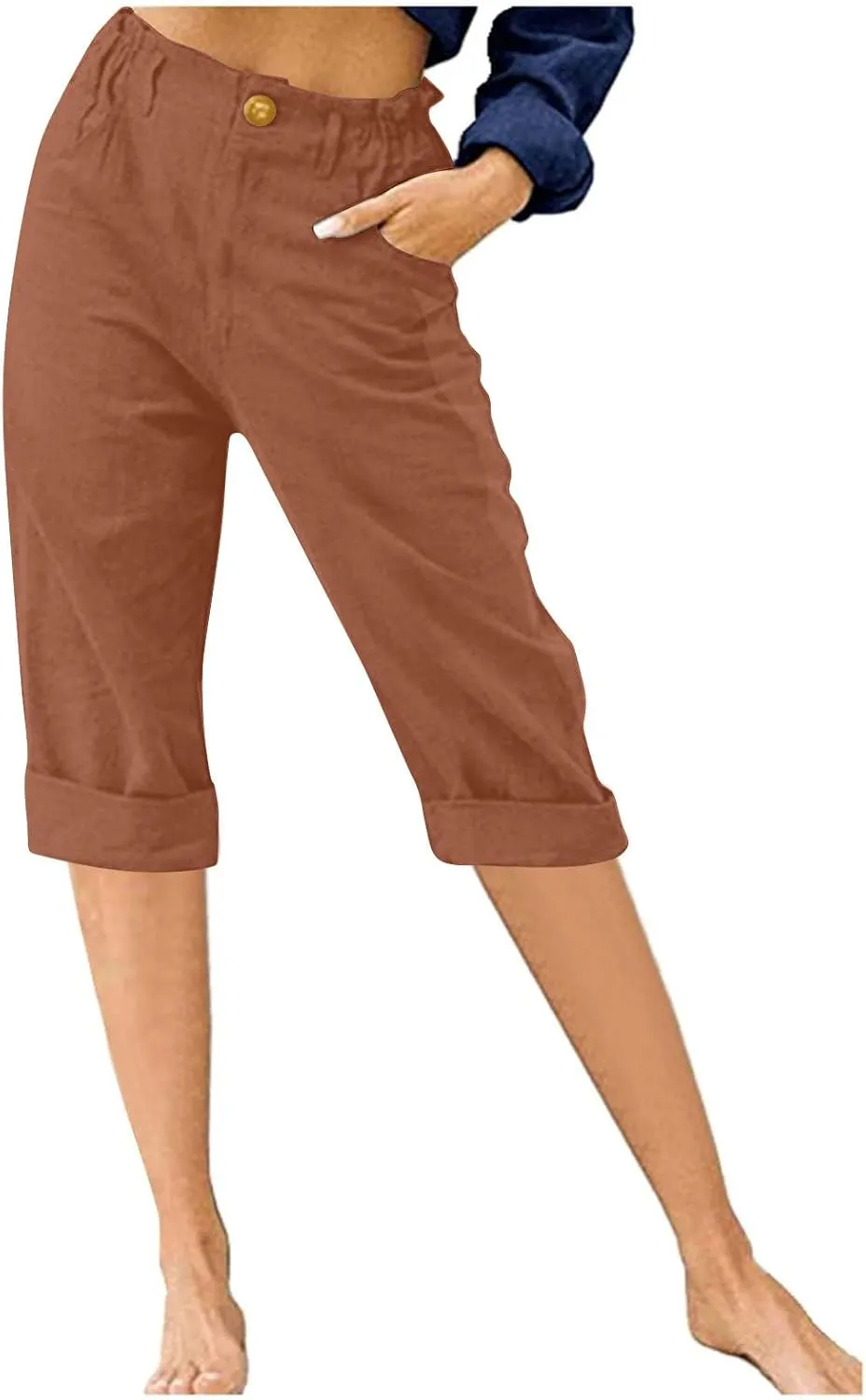 Capri Pants for Women 2024 Casual Summer High Waist Straight Leg Lounge Pant Resort Wear Beach Cropped Trousers