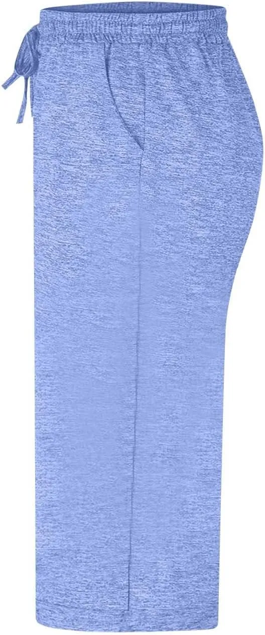 Capri Pants for Women Cotton Casual Summer Workout Beach Capris Drawstring High Waist Wide Leg Cropped Trousers