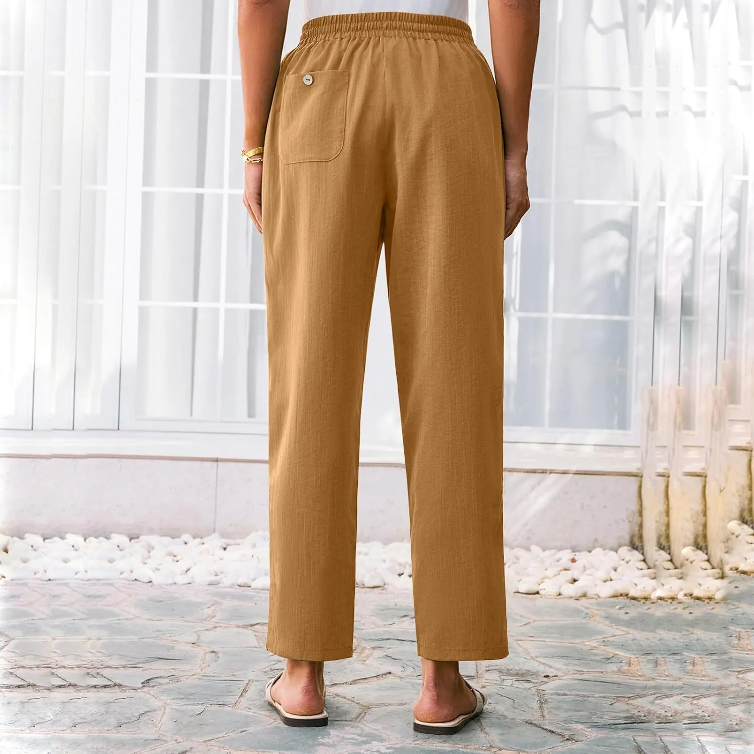Cargo Pants for Men, Straight Leg Casual Pants Linen Peasant Summer 2025