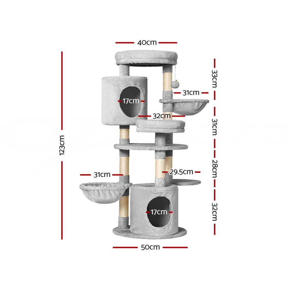 Cat Tree Tower Scratching Post Scratcher Wood Condo House Toys Bed 123cm - Grey