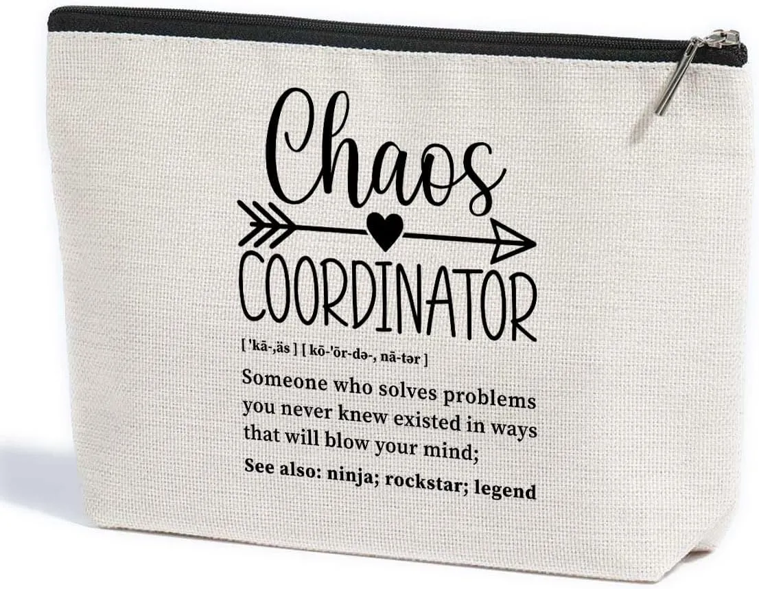 Chaos Coordinator Thank You Gifts Boss Lady Gifts for Women Teacher Boss Manager Coworker Chaos Coordinator Gifts Makeup Bag Toiletry Bag Cosmetic Bag Christmas Boss Day Teacher Appreciation Gifts