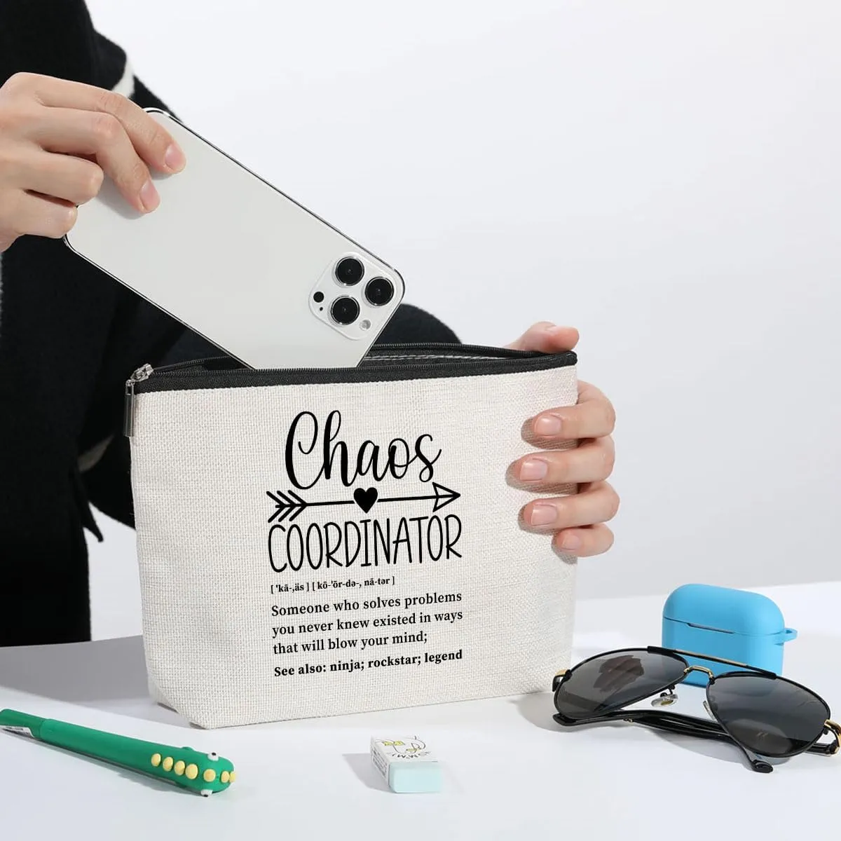 Chaos Coordinator Thank You Gifts Boss Lady Gifts for Women Teacher Boss Manager Coworker Chaos Coordinator Gifts Makeup Bag Toiletry Bag Cosmetic Bag Christmas Boss Day Teacher Appreciation Gifts